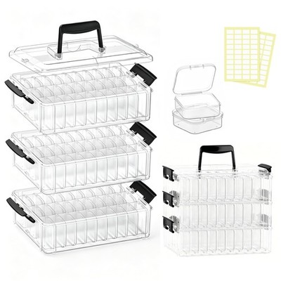 3-Tier Large Capacity Stackable Bead Organizer Box 90 Pcs, Portable Plastic C...