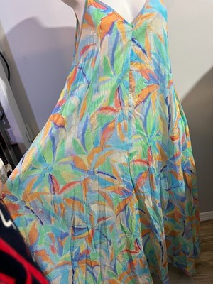 NWT Haute Hippie Women Summer Medium Maxi Dress Cotton Blue Green  Multicolor | eBay
