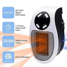 500W Mini Heater Wall Room Ceramic Radiator Warmer + Remote Portable Plug In