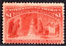 US 1893 QUEEN ISABELLA PLEDGING THE FAMILY JEWELS SCOTT #241 MINT REGUMMED NH