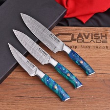 Hand Forged Damascus Steel 3 Pcs Chef Knife Set | Kitchen Knives Chef Knives Set