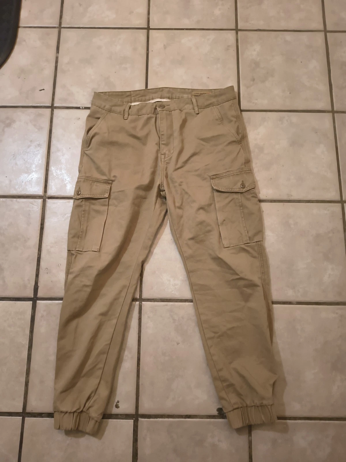 D. Stranik Men’s Khaki Cargo Jogger Pants Size 36 Tan Tactical Utility Pants