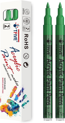 Green Paint Marker Paint Pens - 2 Pack Acrylic Permanent Marker, 0.7Mm Extra Fin