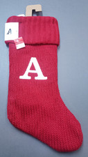 Monogram Letter A Knitted Christmas Stocking Dark Red Traditional Initial TARGET