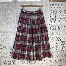 Vtg Pendleton Tartan Plaid Wool Pleated Midi Skirt Academia Preppy Schoolgirl