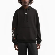 Konus Men's Logo Print Patch Hoodie in Black