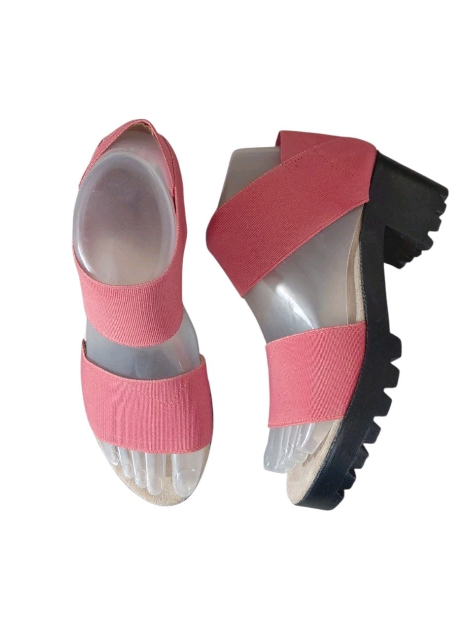 Sandalias gruesas Charleston Shoe Company Monteray rosa coral con tiras