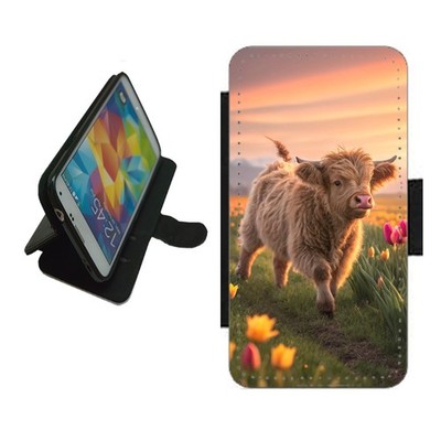 Highland Cow Run Tulpen Handyhülle Wallet für iPhone Samsung HLC3 Flip Cover