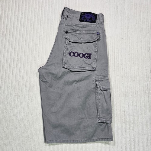 Coogi Cargo Shorts Mens 36 Gray Purple Crown Embroidered Baggy Wide Leg Y2K VTG - Picture 2 of 16