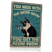 Funny Cat Sign Vintage Cat Wall Art Cat Metal Tin Signs Cat Decor Funnysign05