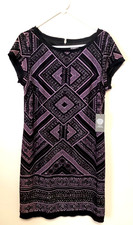 Vince Camuto Women's Sz 14 Short Sleeve CocktaiDress Black Purple Glitter New