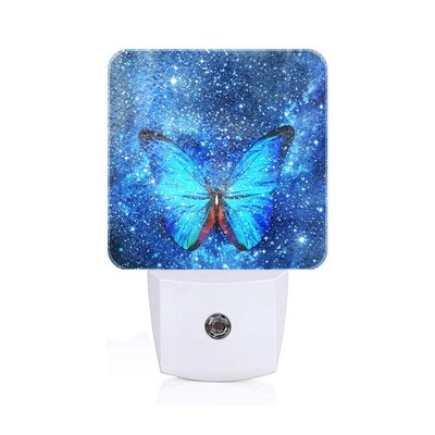 Stars Shining and Blue Butterflies Night Light,Plug-in Night Lights with Dusk...