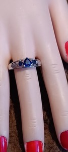 Vintage Sterling Silver925  Genuine Sapphires Diamonds Ring Size 9