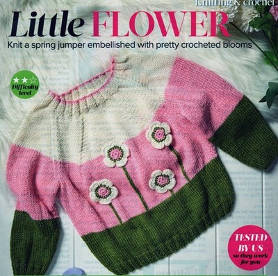 ~ Strick- & Häkelmuster zum Ausziehen für Kleinkinder süßer 3D Blumenpullover ~ 1 ~ 5 Jahre