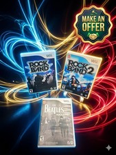 Rock Band 1 2 The Beatles Nintendo Wii 3 Game Lot CIB Tested Working VG+