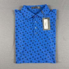 G/Fore G4 Golf Shirt Polo Sleeve Logo Skulls Tees Print Small Blue MSRP 120