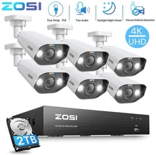 ZOSI 8CH 4K Security Camera System 6x8MP Outdoor PoE Camera Night Vision 2TB HDD