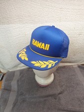 Vintage Hawaii Hat Cap Foam Truckers Mesh Snap Back Bkue Scrambled Egg Rope