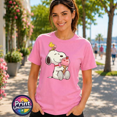 Beagle Ice Cream T-Shirt Unisex S-2XL Baumwolle Tee Sommer Hund & Vogel Top Geschenk