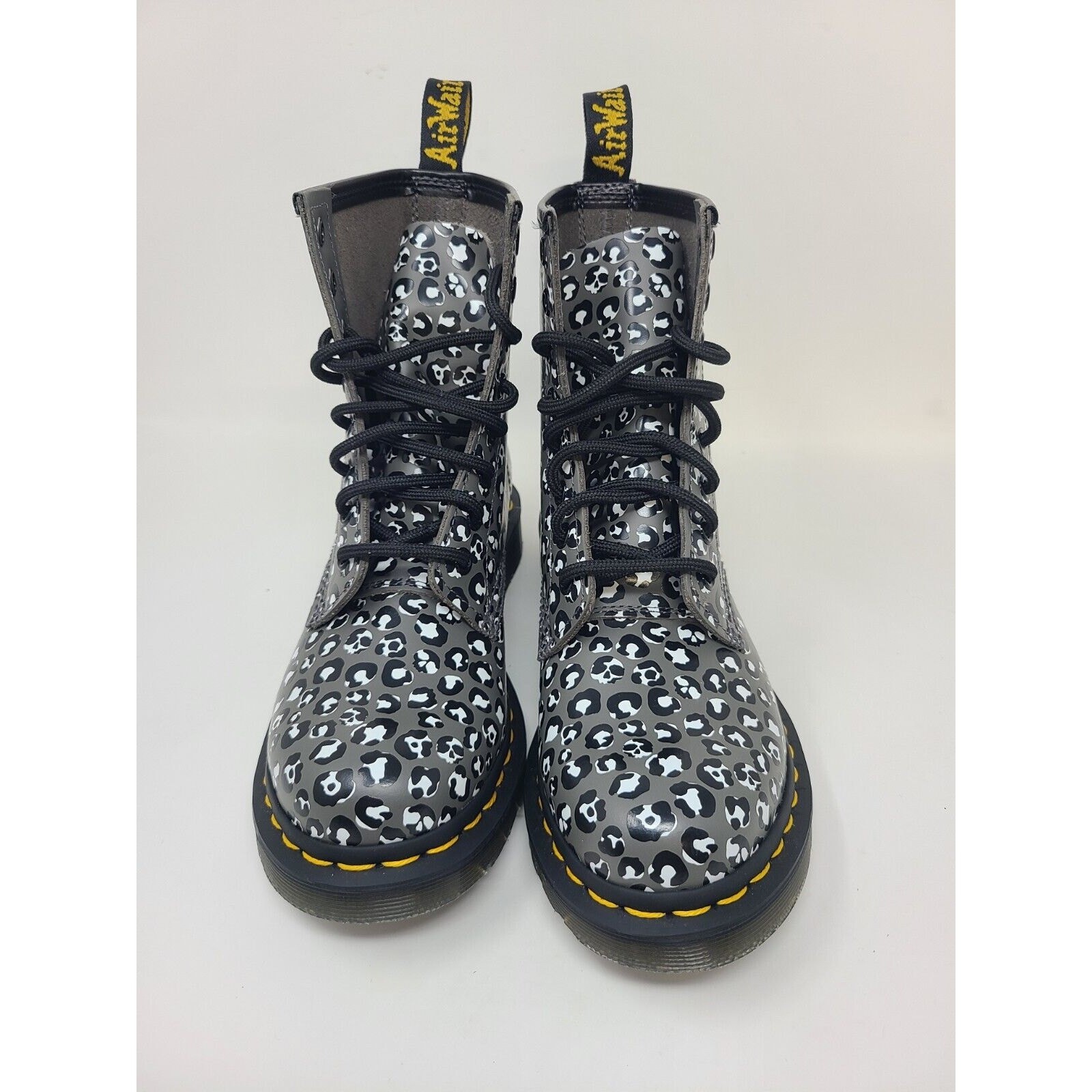 DOC DR MARTENS GUNMETAL 1460 LOUD LEOPARD Leather Boots Sz 6 Grunge Whimsigoth thumbnail 13