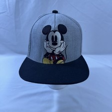 Disney Mickey Mouse Grey Black SnapBack Hat Cap Youth Adjustable