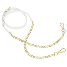 Adjustable Leather Chain Straps, 49" Purse Chain Strap White, Gold 