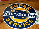 SUPER CHEVROLET SERVICE 11.25" Porcelain Gas Station Sign 1986 Ande Rooney VTG