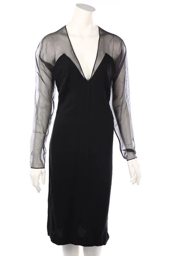 SAINT LAURENT (YSL) Abito da sera YVES SAINT LAURENT rive gauche in seta chiffon F 38 = D 36 nero