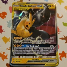 Pokémon Pikachu & Zekrom GX 33/181 Sm-Team Up Ultra Rare Holo EN damaged