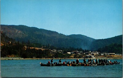 Hog Line Fishing Rogue River Mouth Gold Beach Wedderburn Oregon postcard KP6