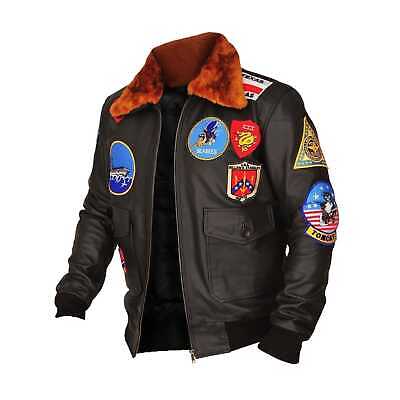 Pilot Top Gun Tom Cruise Men A2 Fighter Bomber Real Leather Jacket