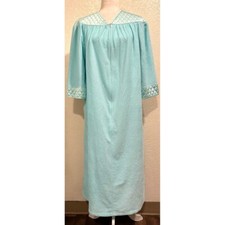 Vanity Fair Vintage 60s Light Blue Maxi Full Zip House Robe Women's M
