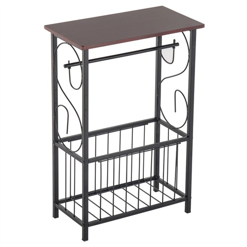 Narrow Sofa Side Table Coffee Table w/Magazines Rack for Living Room Bathroom - Picture 3 of 9