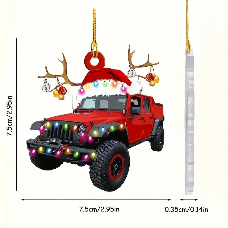 🎄 Jeep Gladiator Pickup Acrylic Plastic Christmas Tree Ornament - Image 2 of 3