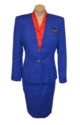 Le Suit Vintage 80s Cobalt Blue Blazer & Skirt Sui