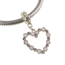 Image of CHAMILIA 925 silver & crystal PURPLE OPEN HEART charm bead, love, romance