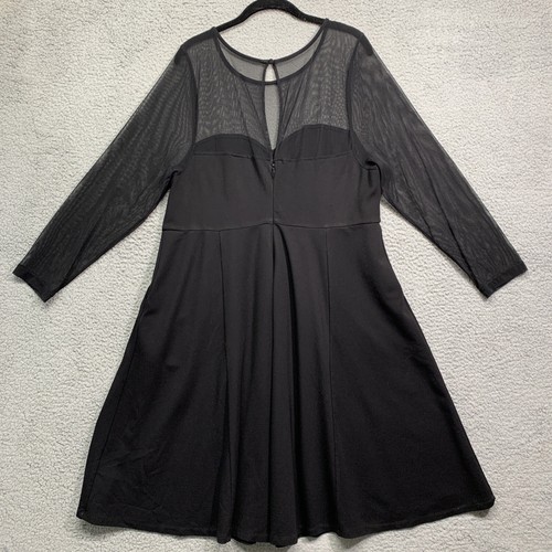 Abito Torrid da donna nero svasato midi tasche maniche a maglia tasche collo taglia 18 - Foto 4 di 16