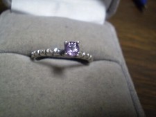 Sterling Silver 925 Ladies Round Amethyst Solitaire Ring     1.5 grams