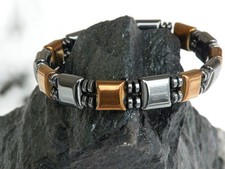 Men  s Women  s 100 Magnetic Hematite Bracelet Anklet BLACK n COPPER