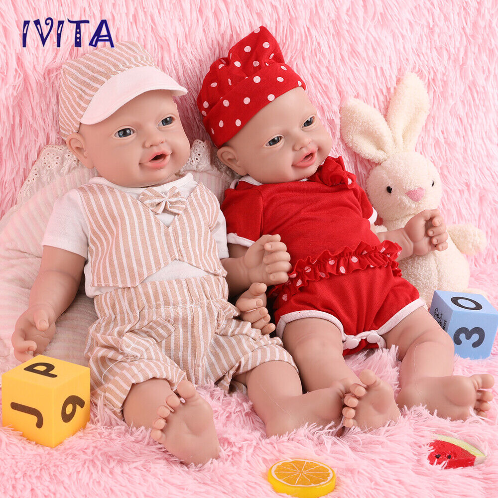 IVITA 23"Big Boy And Girl Reborn Baby Lifelike Full Silicone Doll Kids Toys