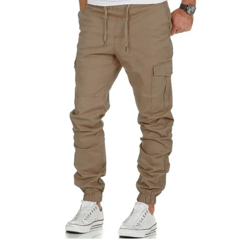Men's Casual Trousers Multi-Pocket Sports Drawstring Fabricated Long Pants - Picture 6 of 28