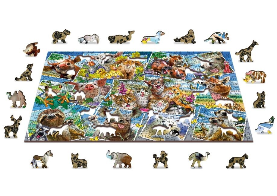 Animal Postcards 505 Piece Wood Jigsaw Puzzle Wooden City New | eBay