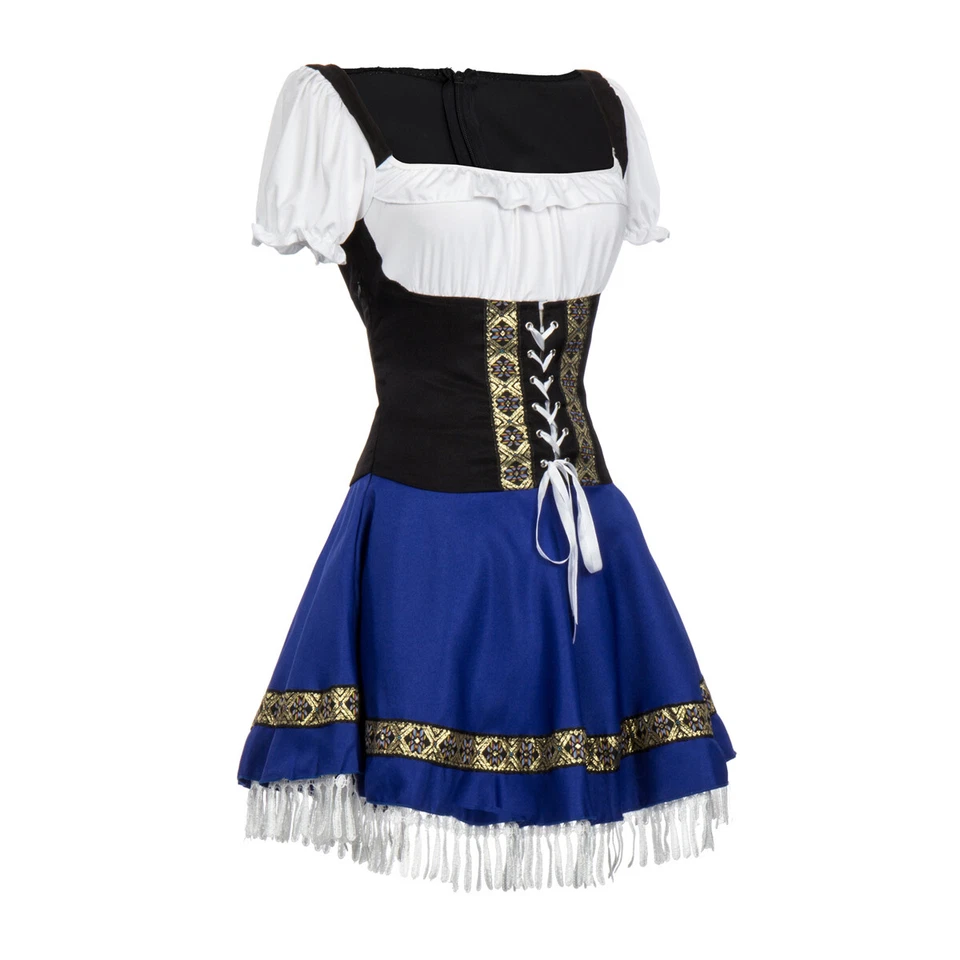 Ladies Oktoberfest Beer Wench Costume Bavarian Octoberfest Dirnl Fancy Dress - Image 3 of 4