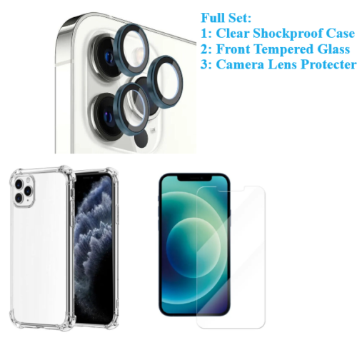 Étui transparent + verre d'appareil photo + kit cadeau de protection d'écran pour modèles iPhone - Photo 1/12