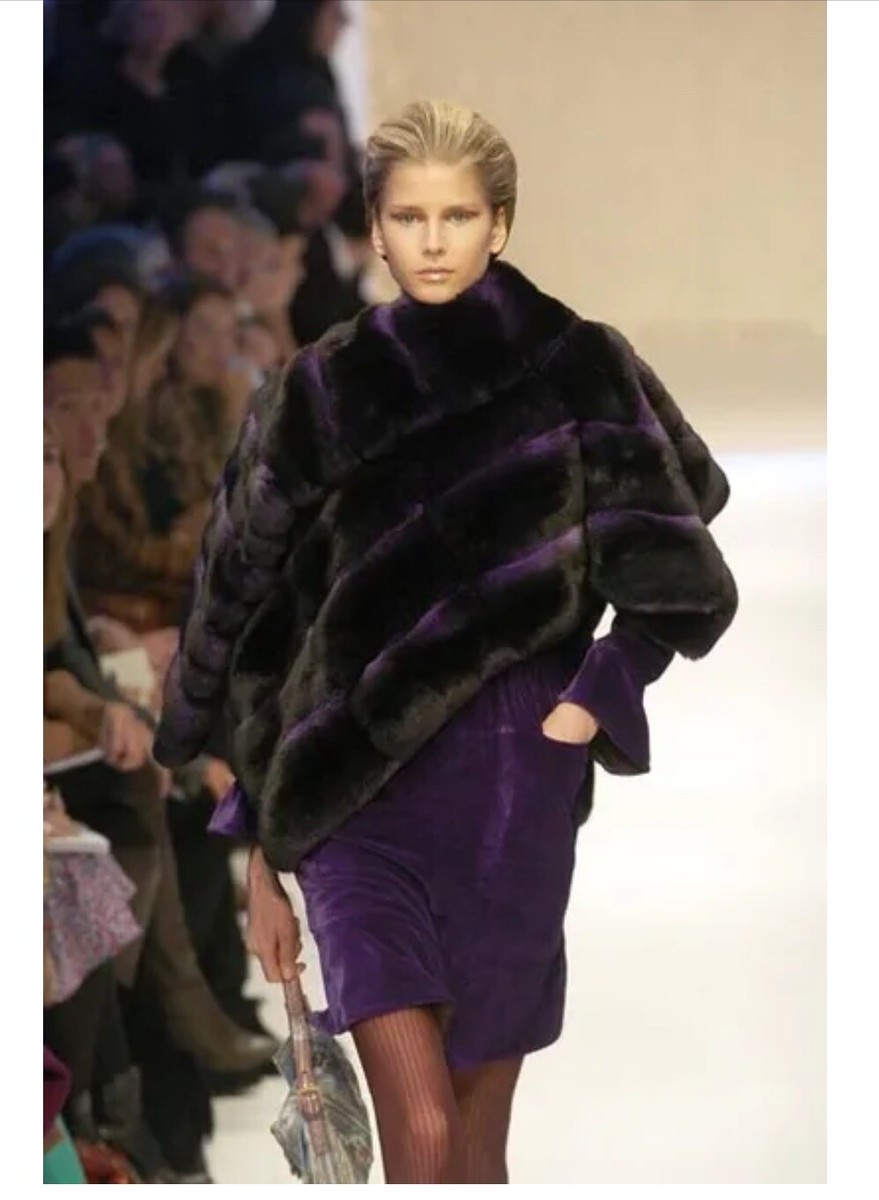 コート Fendi Dark Purple Grain De Poudre Wool Coat New FENDI chinchilla fur cape poncho coat purple black