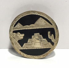 Broche Colgante Pirámide Maya Azteca Ónix Plata Esterlina México De Colección