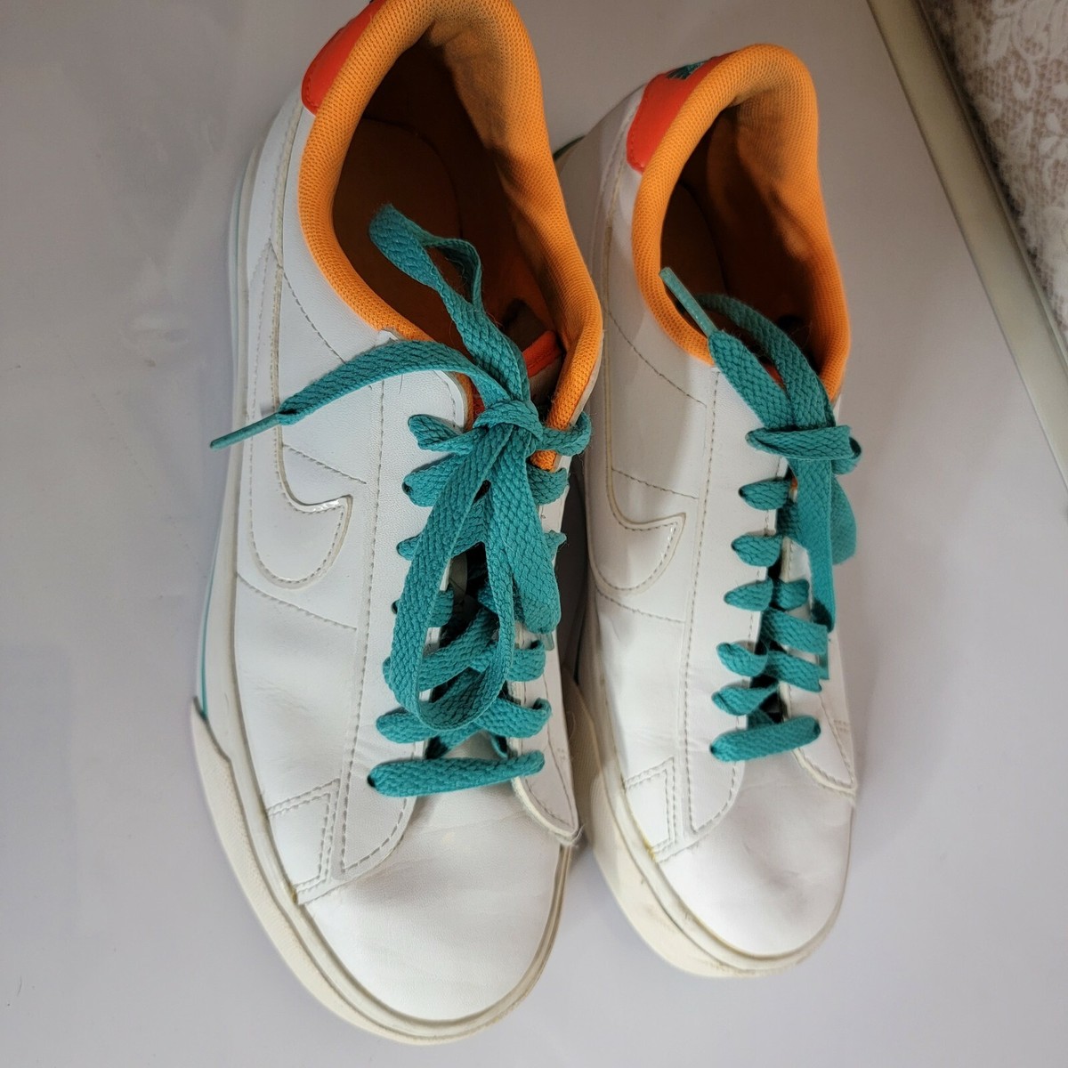 Nike Womens Teal Orange White Classic Shoes Size 8 | eBay