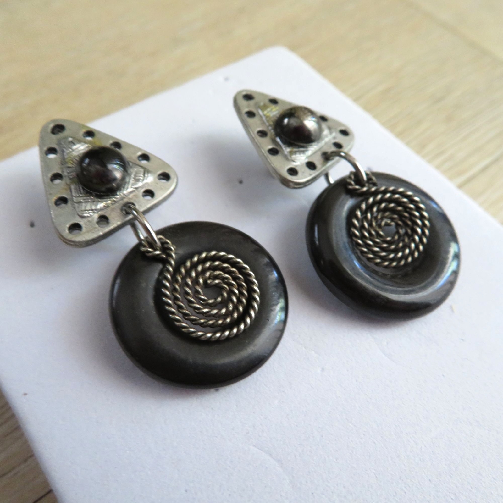 Artisan Dangle Drop Post Earrings Boho Hippie Uns… - image 5