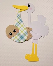 Special Delivery Stork Baby Boy. Scrapbook, Card making Paper Piecing
