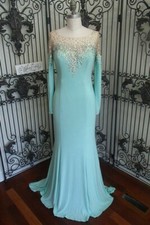 A473A RACHEL ALLAN SZ 8 NO BACK ILLUSION FORMAL BRIDESMAIDS GOWN DRESS